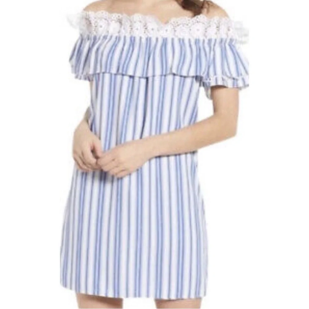 MISA Los Angeles Linen Carina Dress Blue Stripes Size XS - Picture 4 of 14